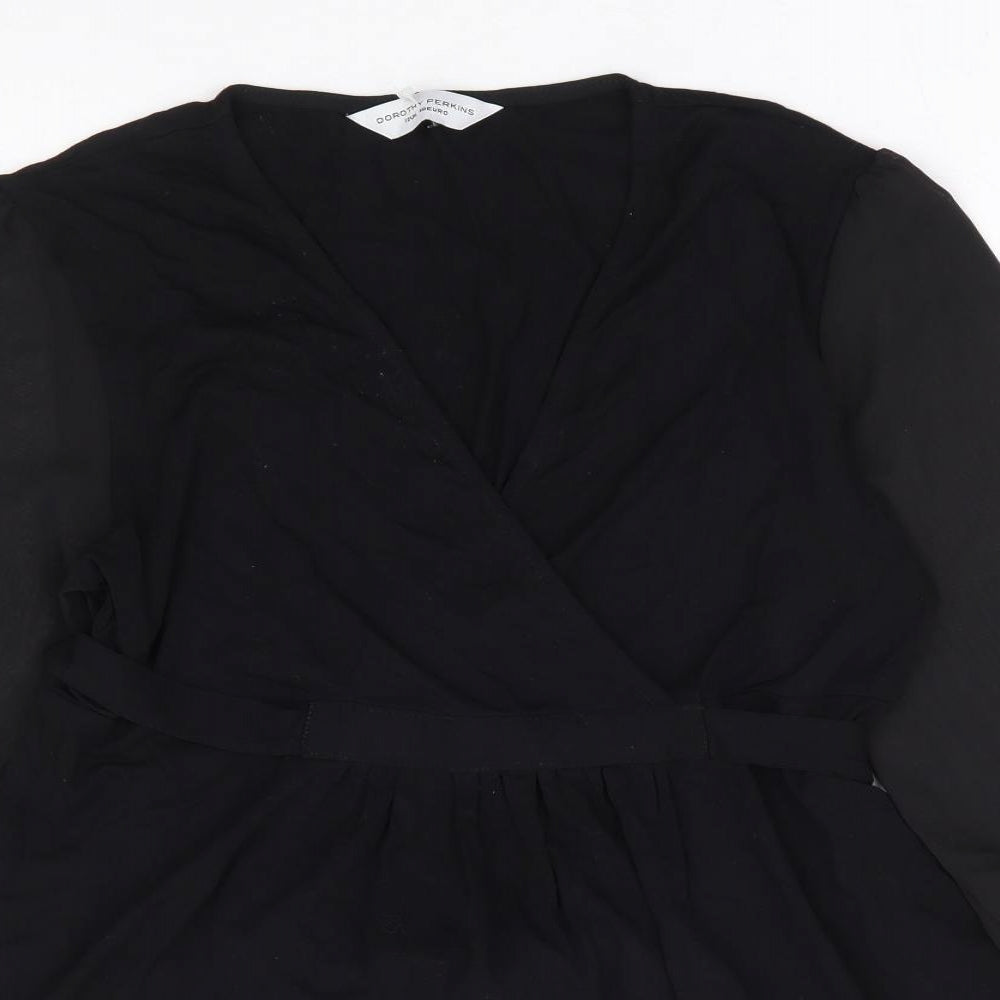Womens UK Size 12 Dorothy Perkins Black Basic Blouse