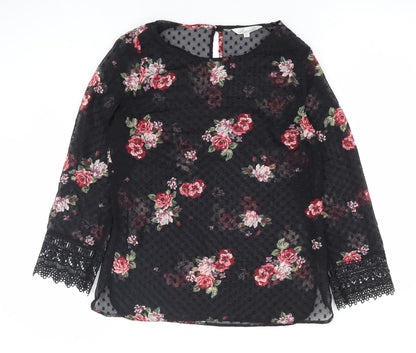 Womens UK Size 8 Peacocks Black Basic Blouse