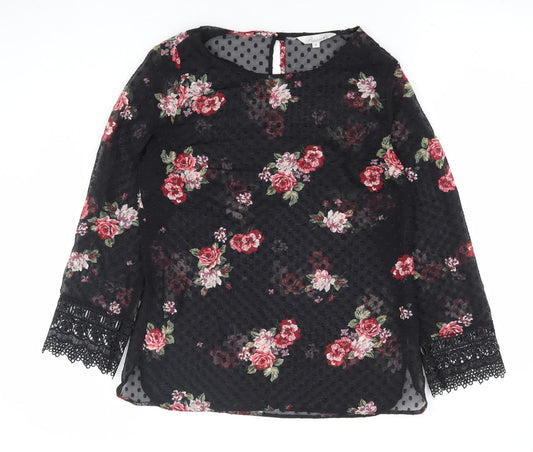 Womens UK Size 8 Peacocks Black Basic Blouse