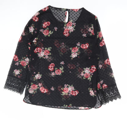 Womens UK Size 8 Peacocks Black Basic Blouse