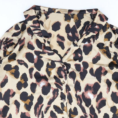 Womens UK Size M Preworn Brown Basic Button-Up