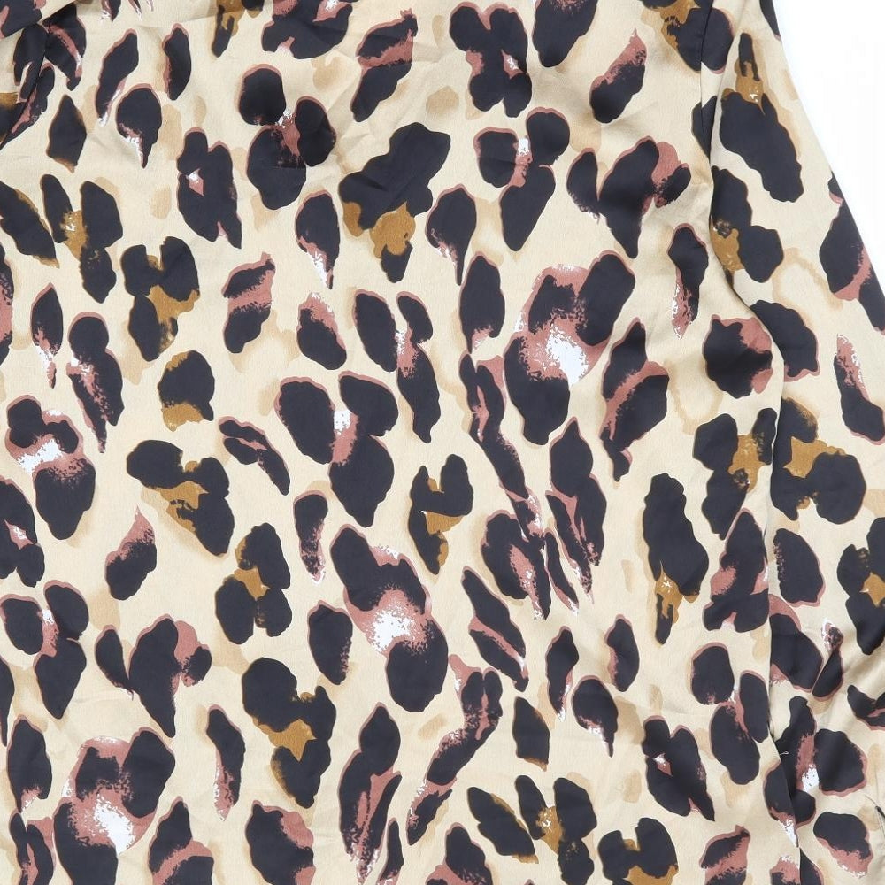 Womens UK Size M Preworn Brown Basic Button-Up