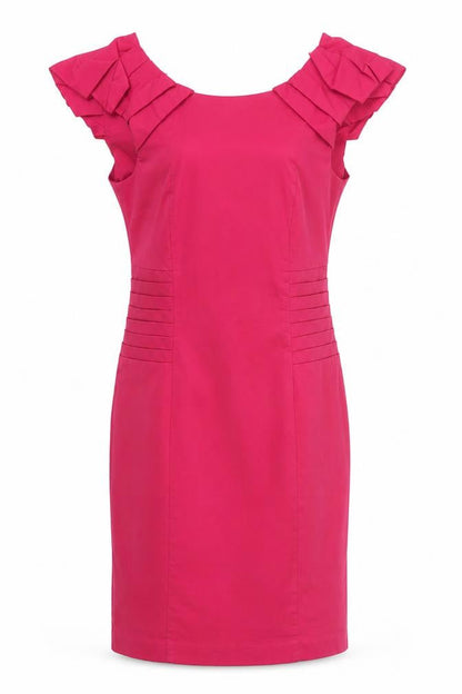 Warehouse Womens Pink Polyester Pencil Dress Size 10 Round Neck Zip