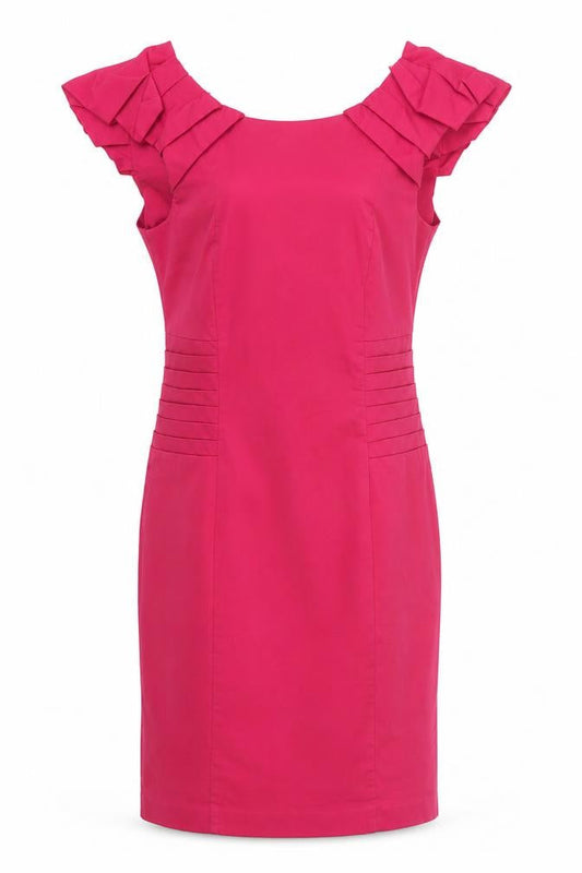 Warehouse Womens Pink Polyester Pencil Dress Size 10 Round Neck Zip