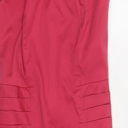 Warehouse Womens Pink Polyester Pencil Dress Size 10 Round Neck Zip