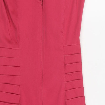 Warehouse Womens Pink Polyester Pencil Dress Size 10 Round Neck Zip