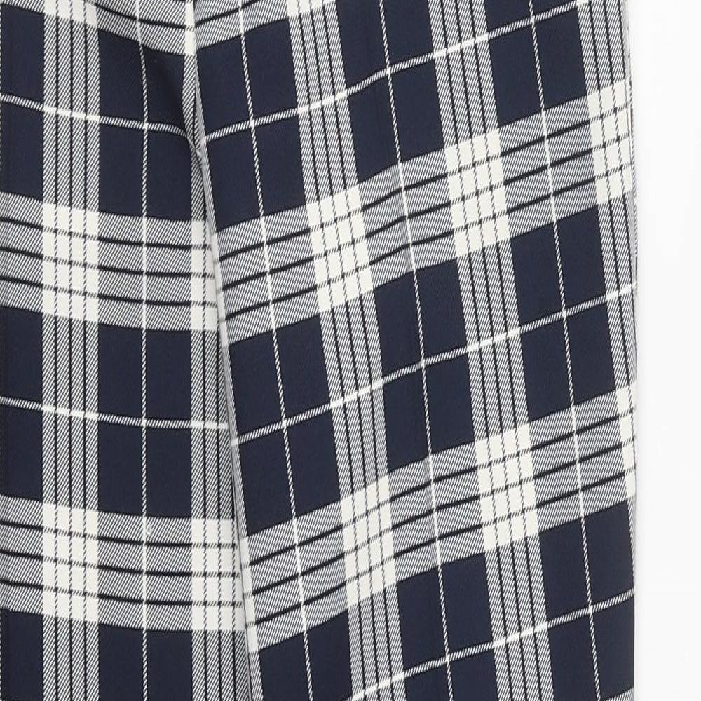 Primark Womens Black Plaid Polyester Trousers Size 6 L35 in Regular Zip