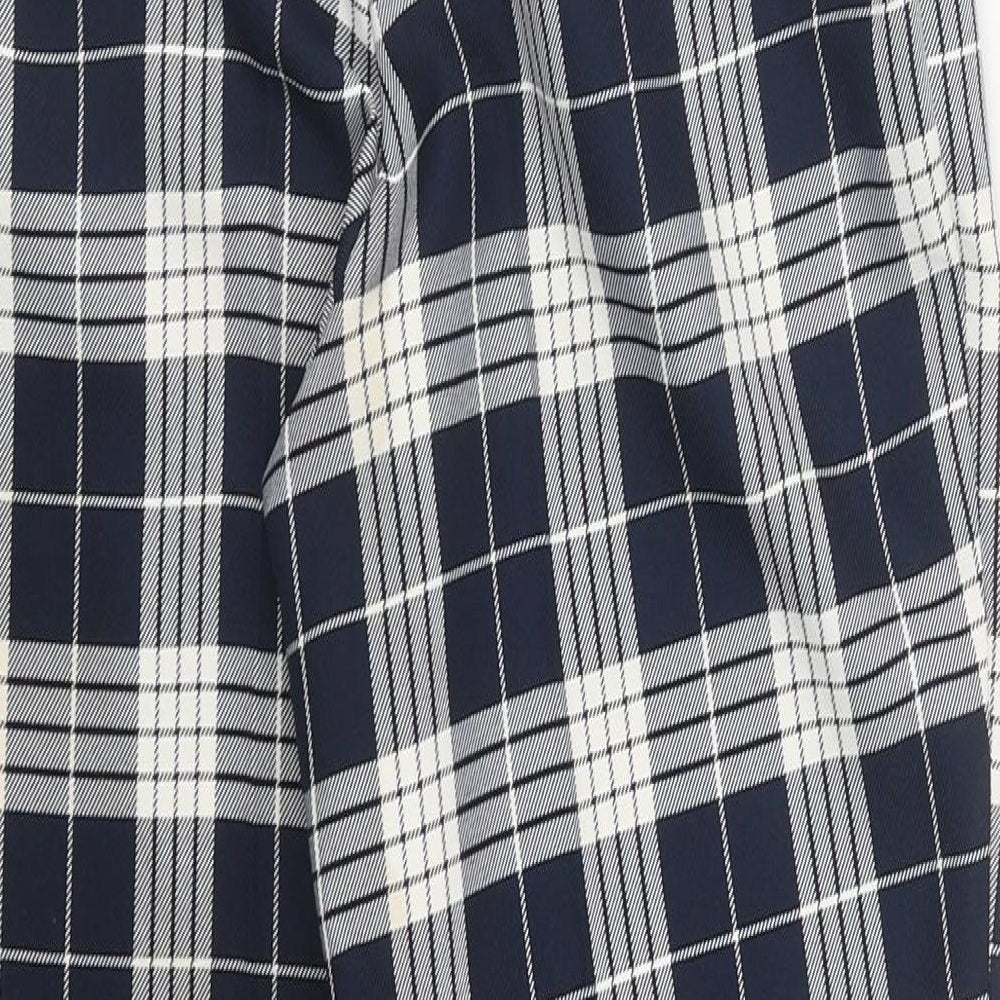 Primark Womens Black Plaid Polyester Trousers Size 6 L35 in Regular Zip