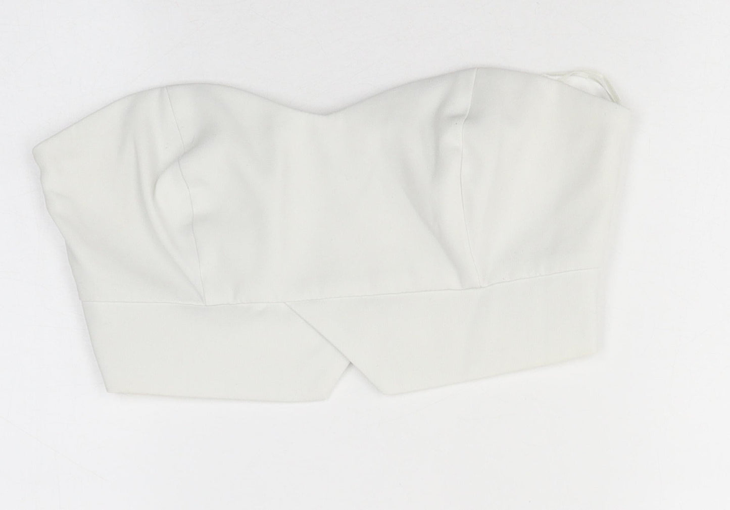 Womens UK Size 8 Topshop White Cropped Blouse