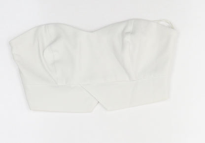 Womens UK Size 8 Topshop White Cropped Blouse