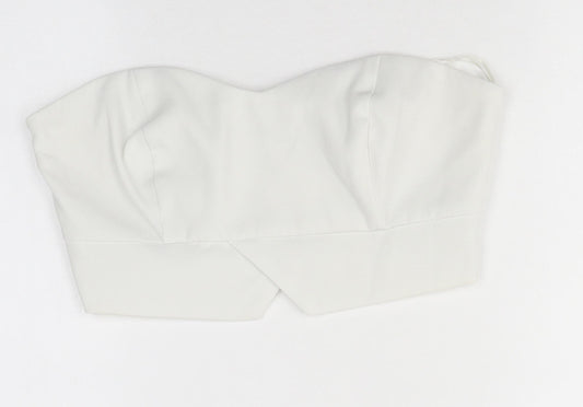 Womens UK Size 8 Topshop White Cropped Blouse