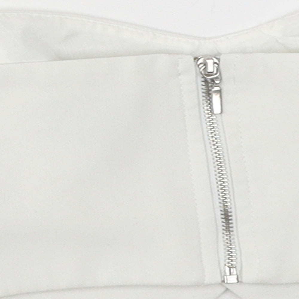 Womens UK Size 8 Topshop White Cropped Blouse
