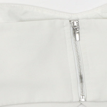 Womens UK Size 8 Topshop White Cropped Blouse