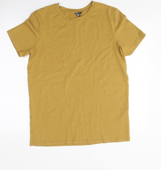 Pieces Mens Yellow Polyester Polo Size M Round Neck Pullover