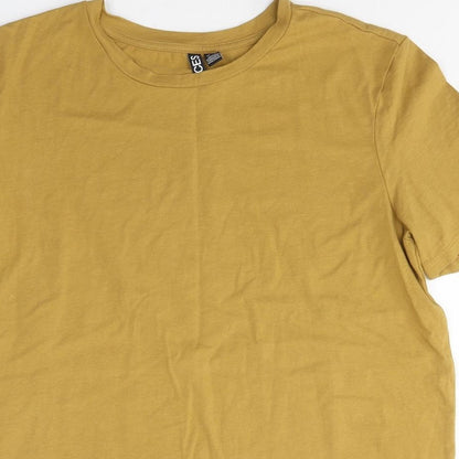 Pieces Mens Yellow Polyester Polo Size M Round Neck Pullover