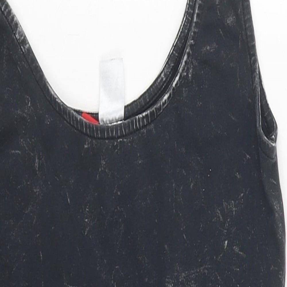 Divided Womens Black Ombré Polyester Bodysuit One-Piece Size S Snap