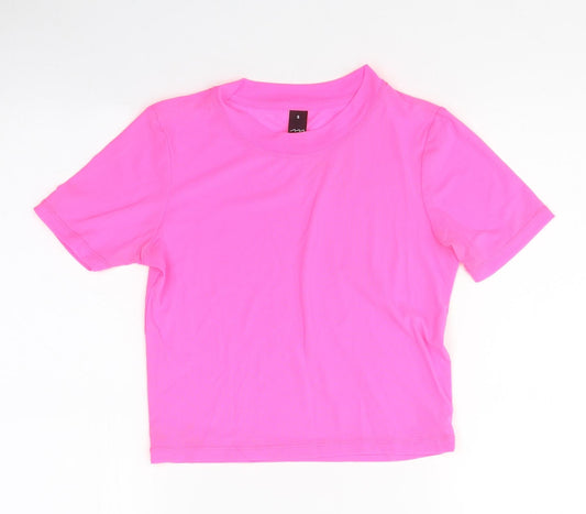 Womens UK Size S Preworn Pink Cropped T-Shirt