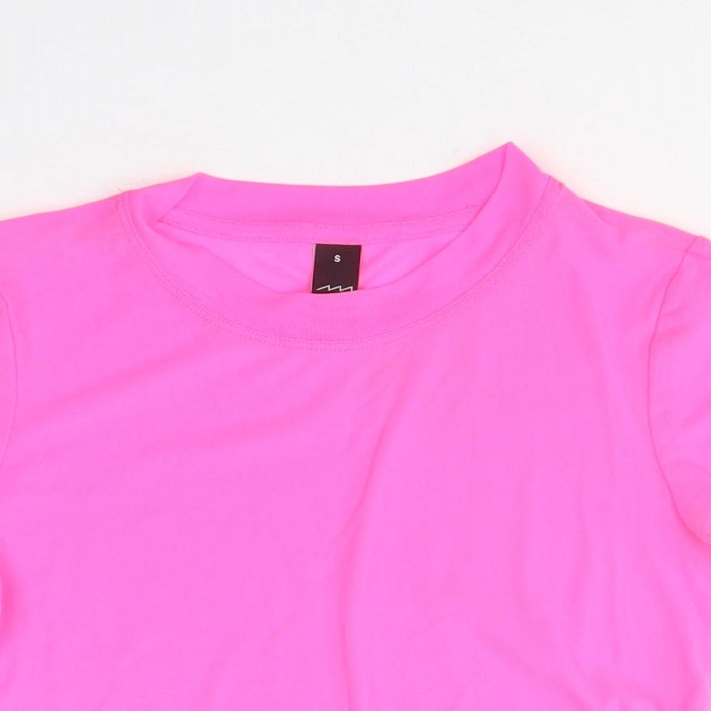 Womens UK Size S Preworn Pink Cropped T-Shirt