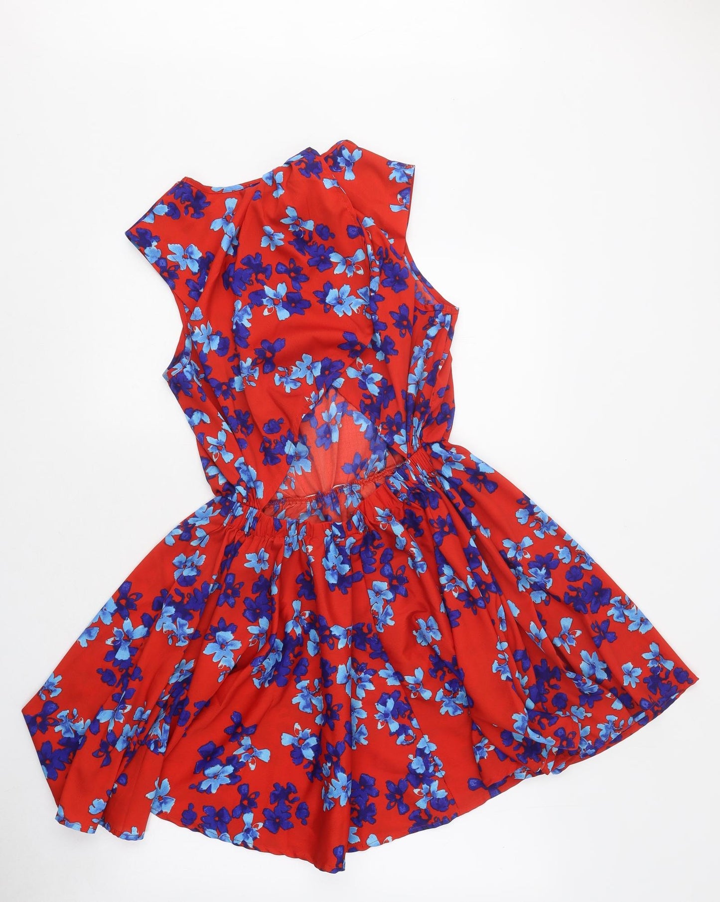 Atmosphere Womens Red Floral Polyester Skater Dress Size 14 Round Neck Pullover