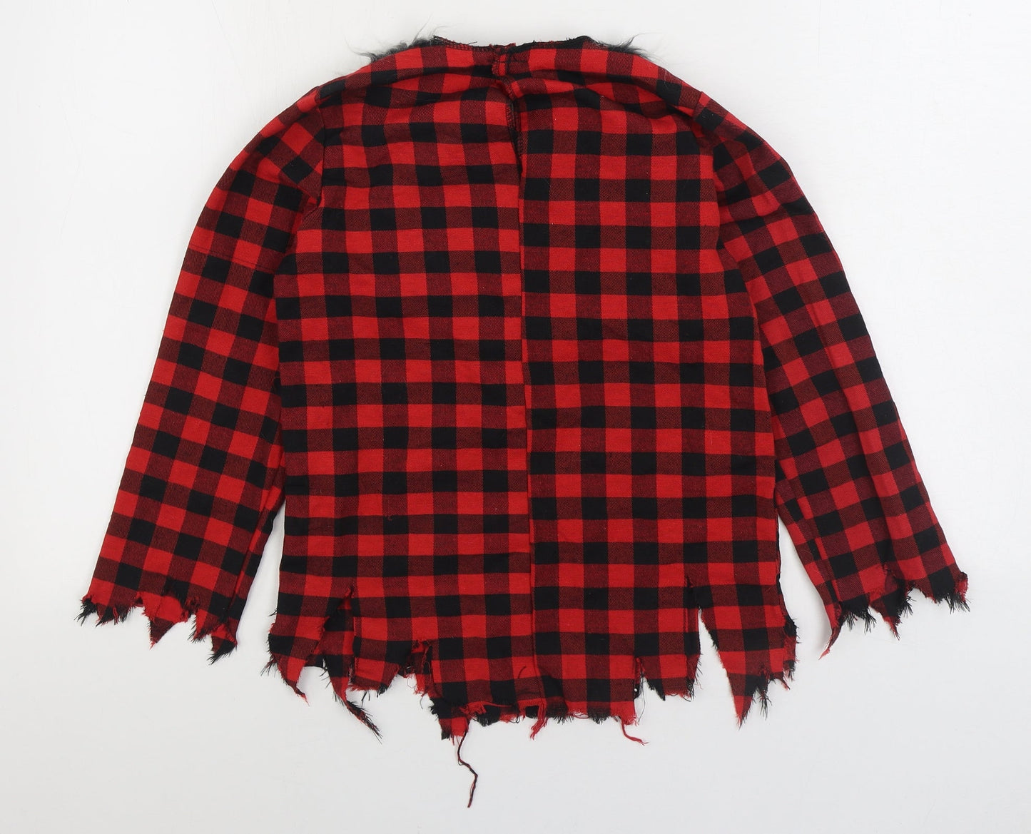 Christys Dress Up Boys Red Gingham Polyester Basic T-Shirt Size 9-10 Years Round Neck Hook & Loop - Werewolf Dress Up