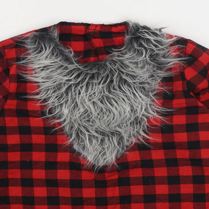 Christys Dress Up Boys Red Gingham Polyester Basic T-Shirt Size 9-10 Years Round Neck Hook & Loop - Werewolf Dress Up
