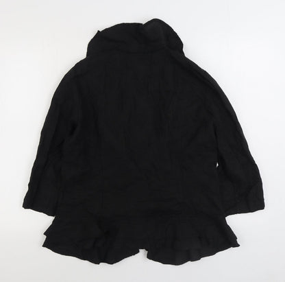Alterna Womens Black Linen Basic Blouse Size 6 V-Neck