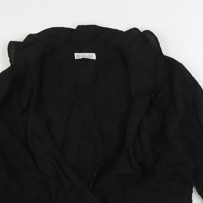 Alterna Womens Black Linen Basic Blouse Size 6 V-Neck