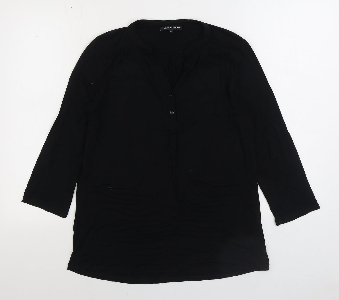 Womens UK Size M Cable & Gauge Black Basic Blouse