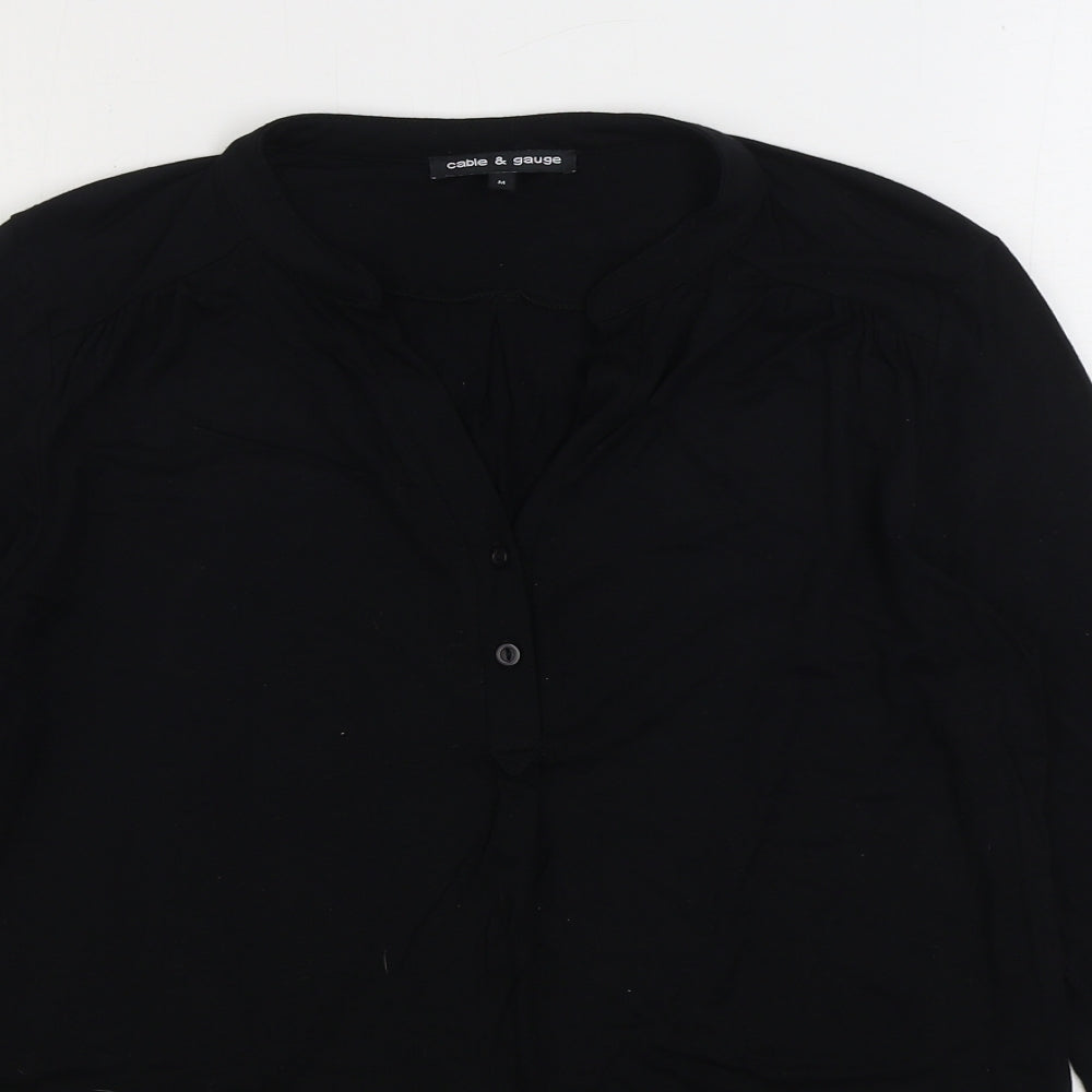 Womens UK Size M Cable & Gauge Black Basic Blouse