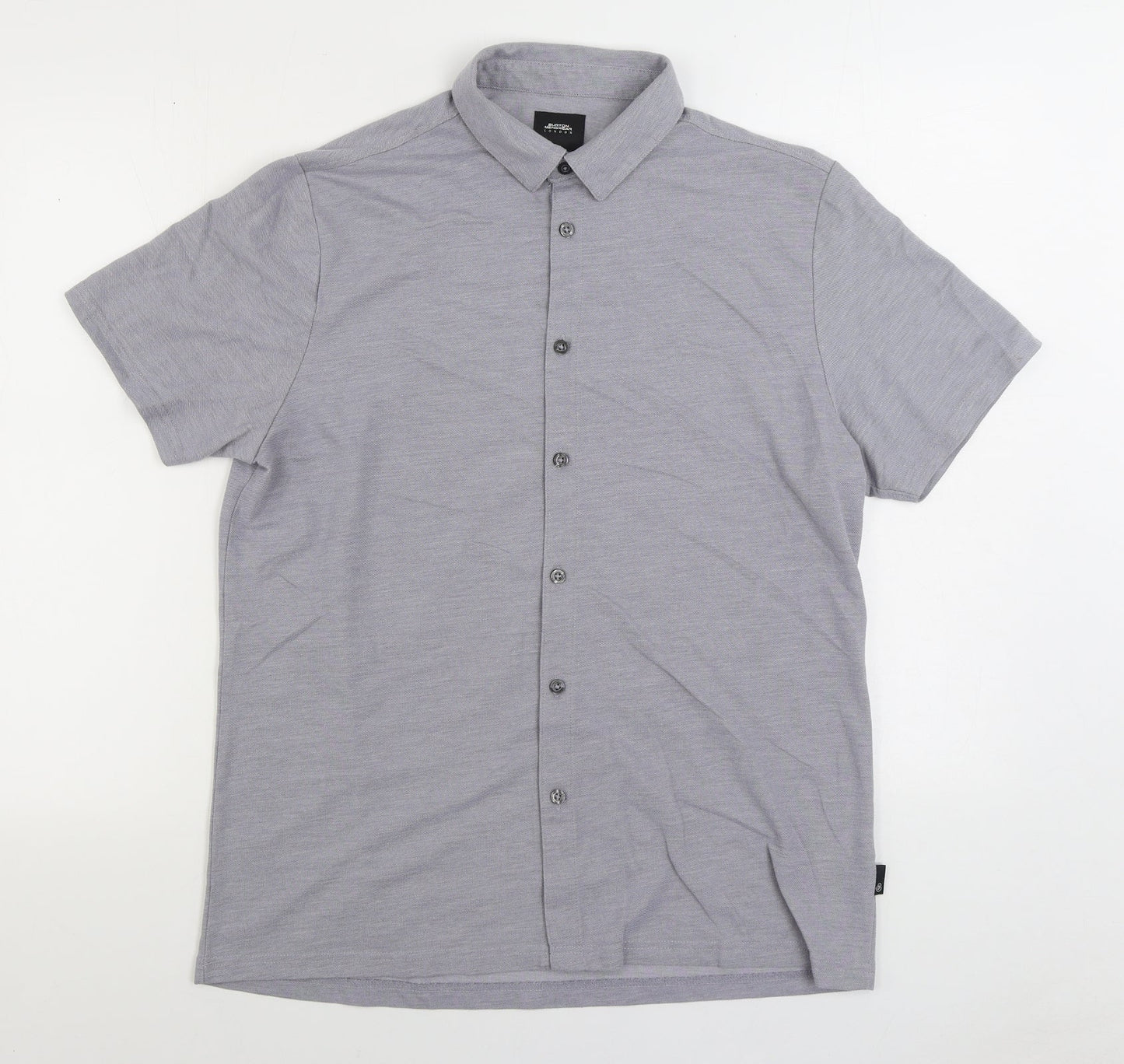 Burton Menswear Mens Grey Polyester Polo Size L V-Neck Button