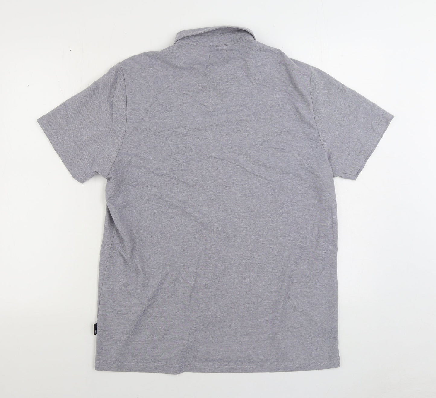 Burton Menswear Mens Grey Polyester Polo Size L V-Neck Button