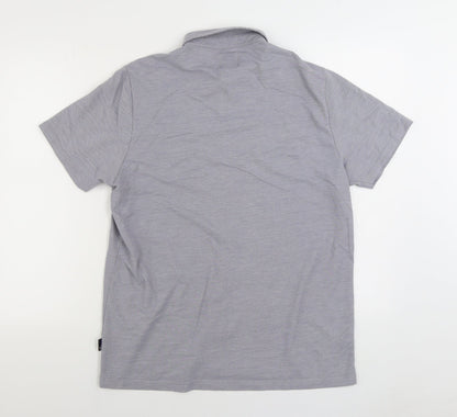 Burton Menswear Mens Grey Polyester Polo Size L V-Neck Button