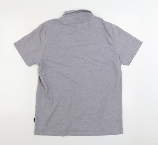 Burton Menswear Mens Grey Polyester Polo Size L V-Neck Button