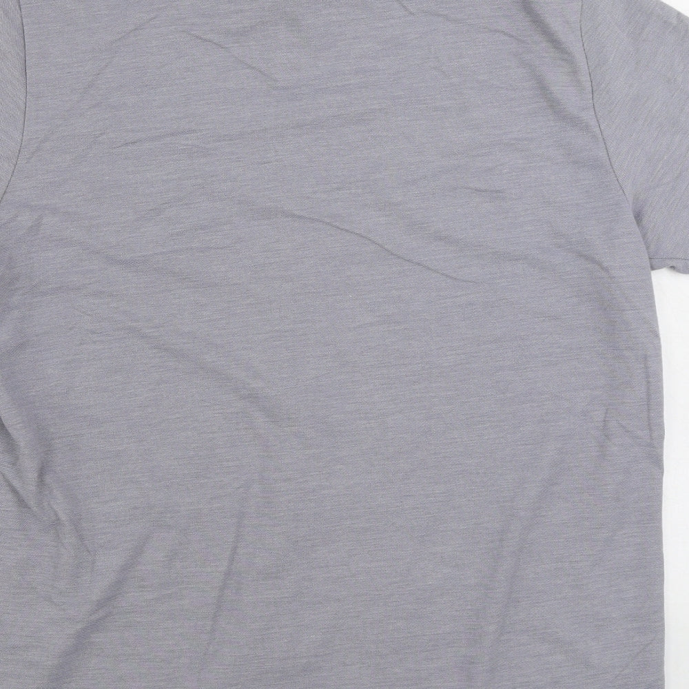 Burton Menswear Mens Grey Polyester Polo Size L V-Neck Button