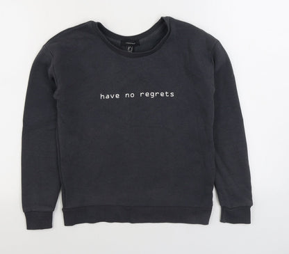 Primark Womens Grey Cotton Pullover Sweatshirt Size 4 Pullover - Have no regrets