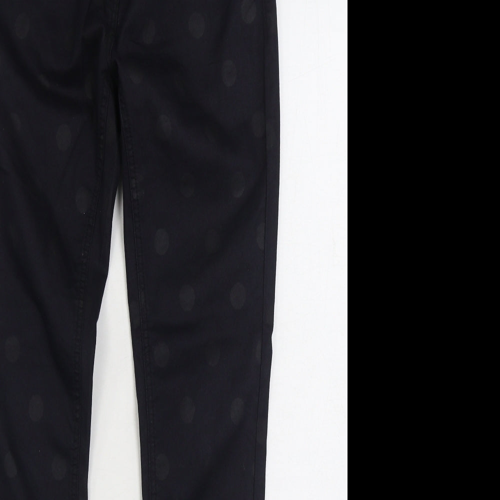 South Womens Black Polka Dot Cotton Straight Jeans Size 10 L29 in Regular Zip