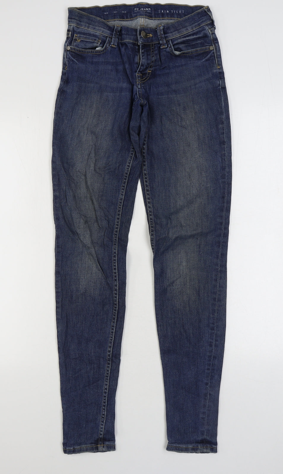 FC Jeans Womens Blue Cotton Skinny Jeans Size 8 L31 in Regular Zip