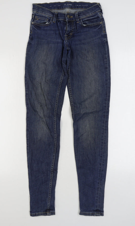 FC Jeans Womens Blue Cotton Skinny Jeans Size 8 L31 in Regular Zip
