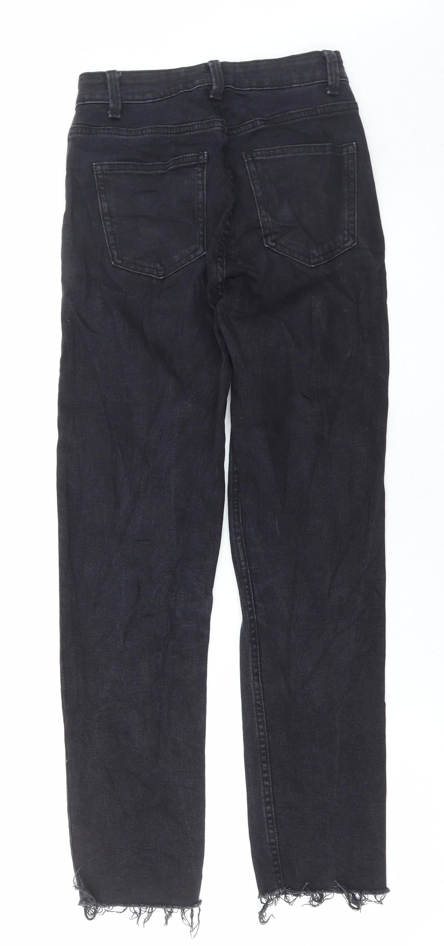 Denim & Co. Womens Black Cotton Straight Jeans Size 6 L28 in Regular Button