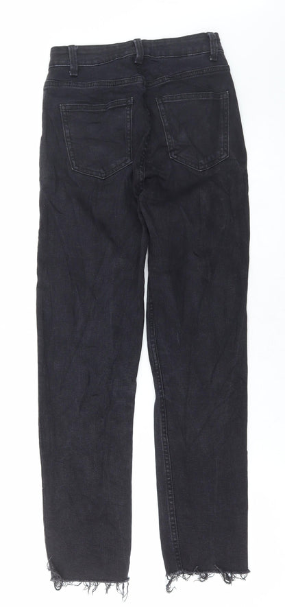 Denim & Co. Womens Black Cotton Straight Jeans Size 6 L28 in Regular Button