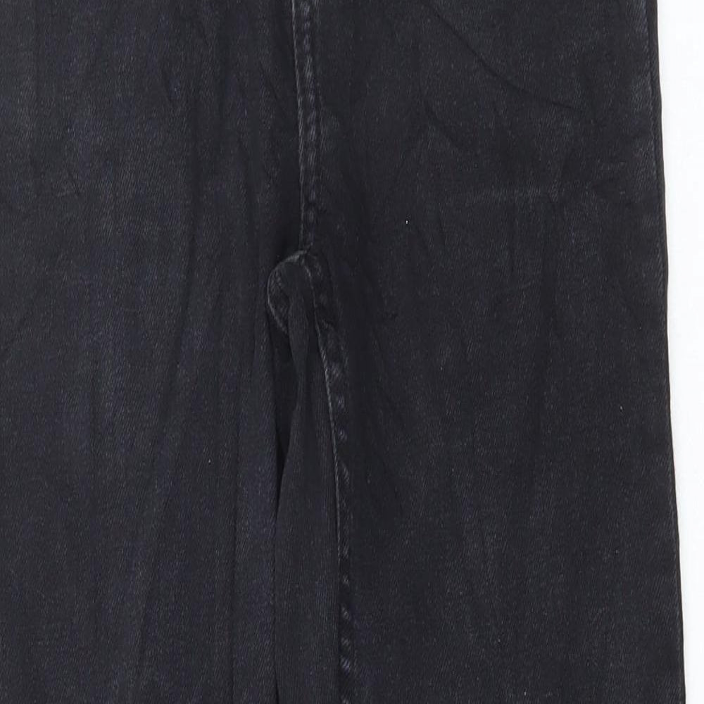 Denim & Co. Womens Black Cotton Straight Jeans Size 6 L28 in Regular Button