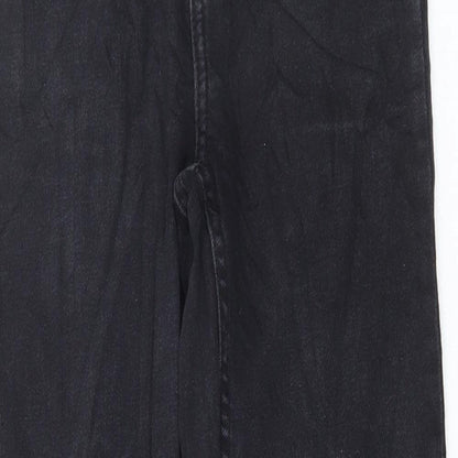 Denim & Co. Womens Black Cotton Straight Jeans Size 6 L28 in Regular Button