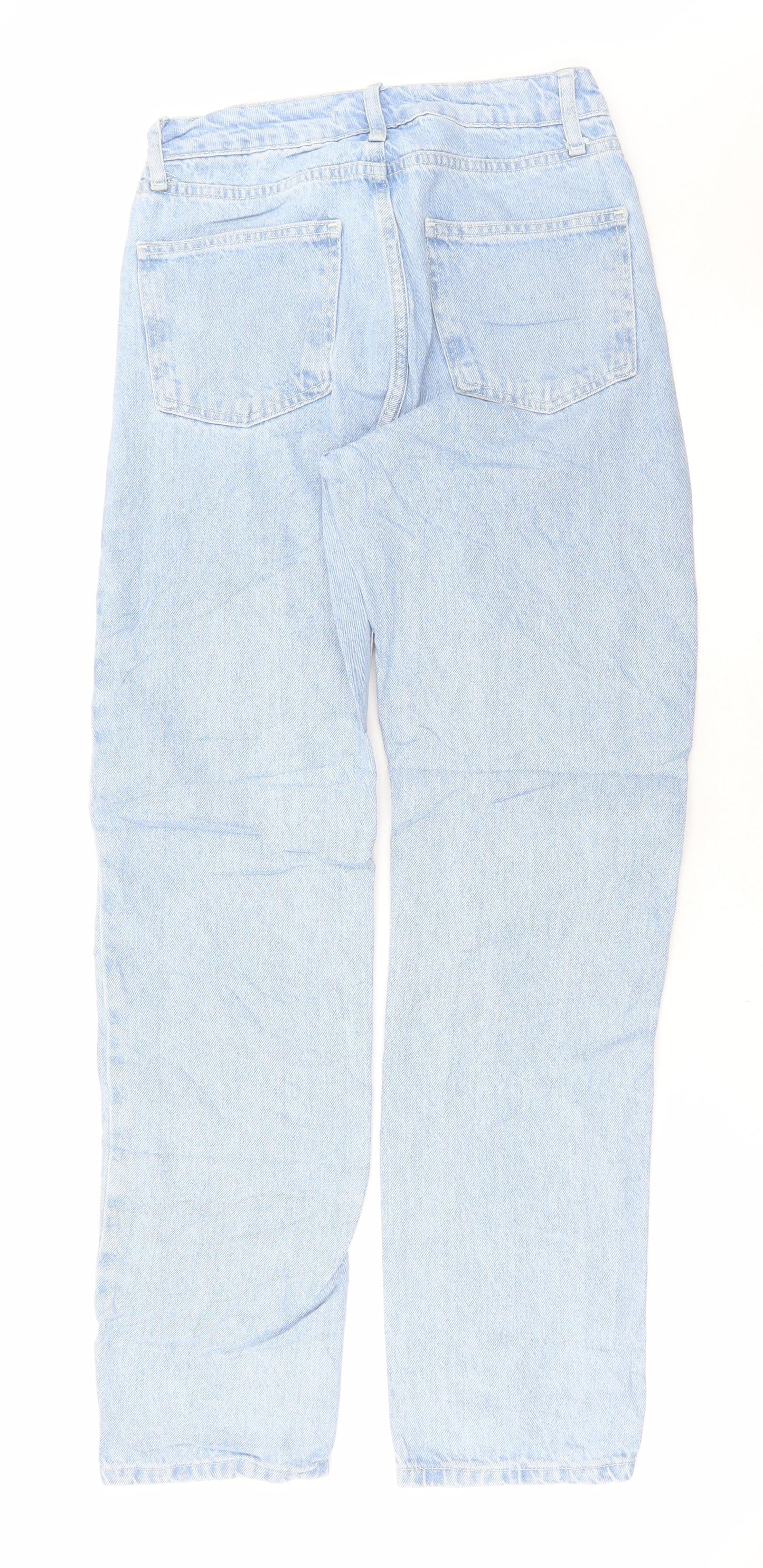 Denim & Co. Womens Blue Cotton Straight Jeans Size 8 L31.5 in Regular Button