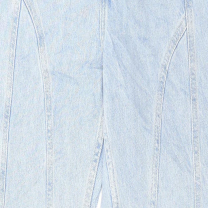 Denim & Co. Womens Blue Cotton Straight Jeans Size 8 L31.5 in Regular Button
