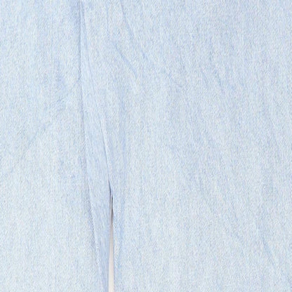 Denim & Co. Womens Blue Cotton Straight Jeans Size 8 L31.5 in Regular Button