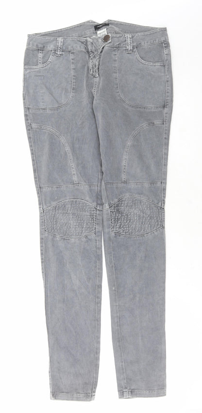 Womens UK Size 10 Preworn Regular Fit Skinny Grey Jeans