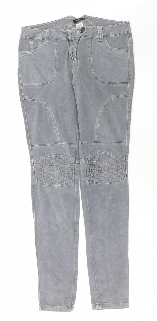 Womens UK Size 10 Preworn Regular Fit Skinny Grey Jeans