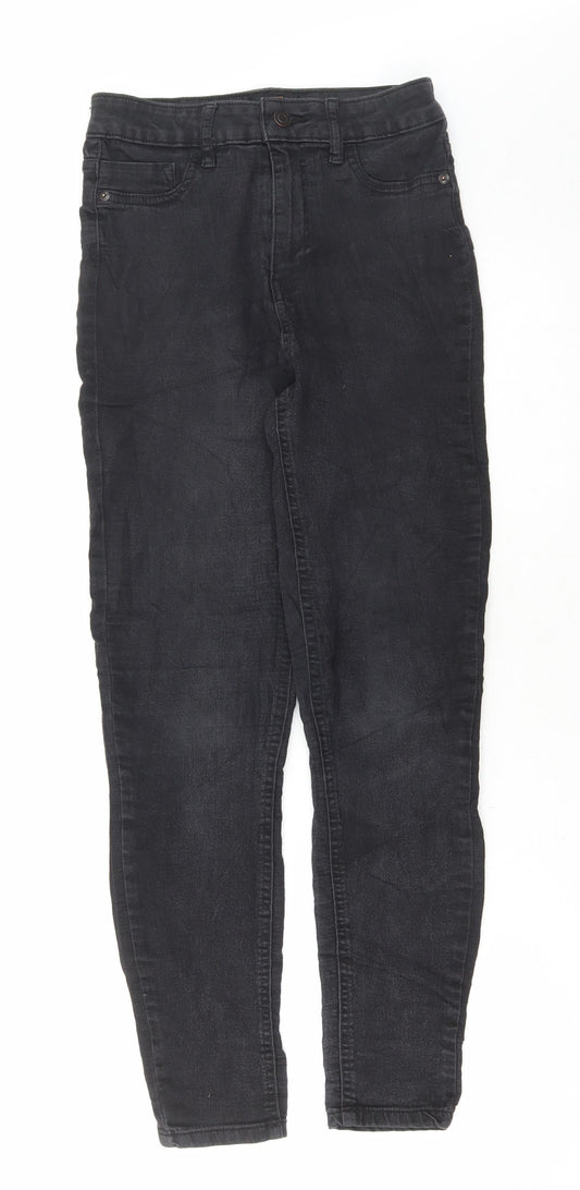 F&F Womens Black Cotton Skinny Jeans Size 8 L28 in Regular Button