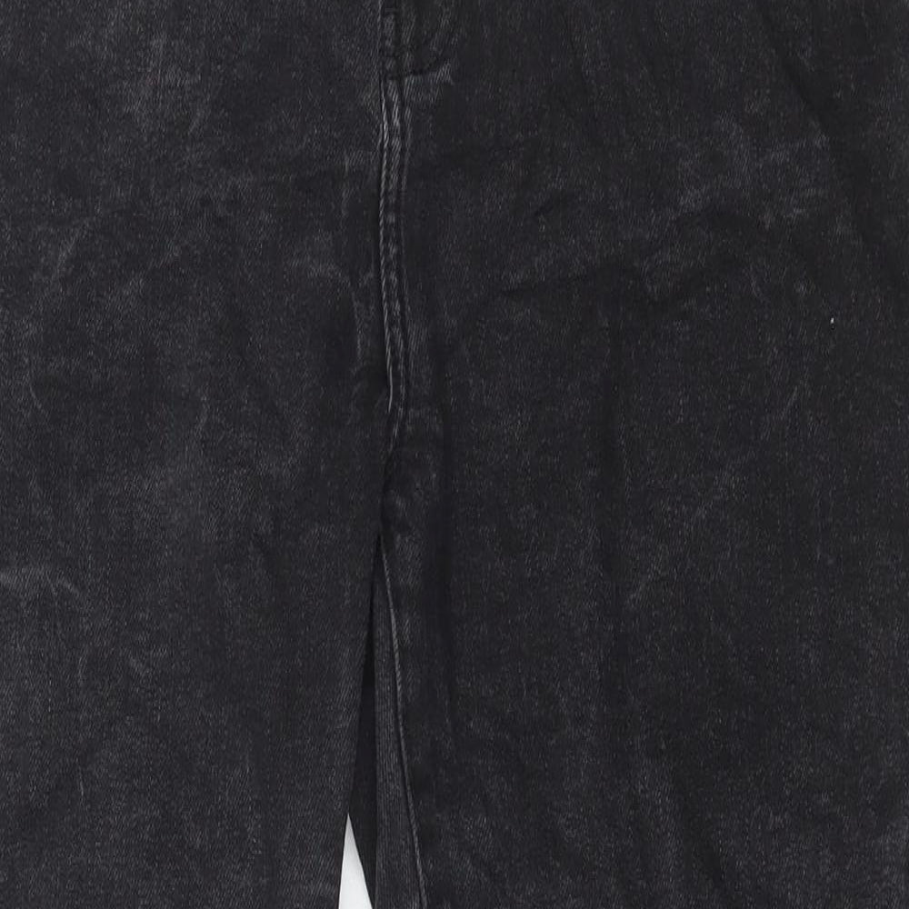 Denim & Co. Womens Grey Cotton Straight Jeans Size 14 L27 in Regular Button