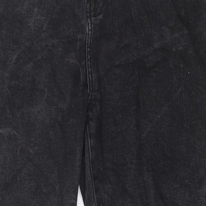 Denim & Co. Womens Grey Cotton Straight Jeans Size 14 L27 in Regular Button